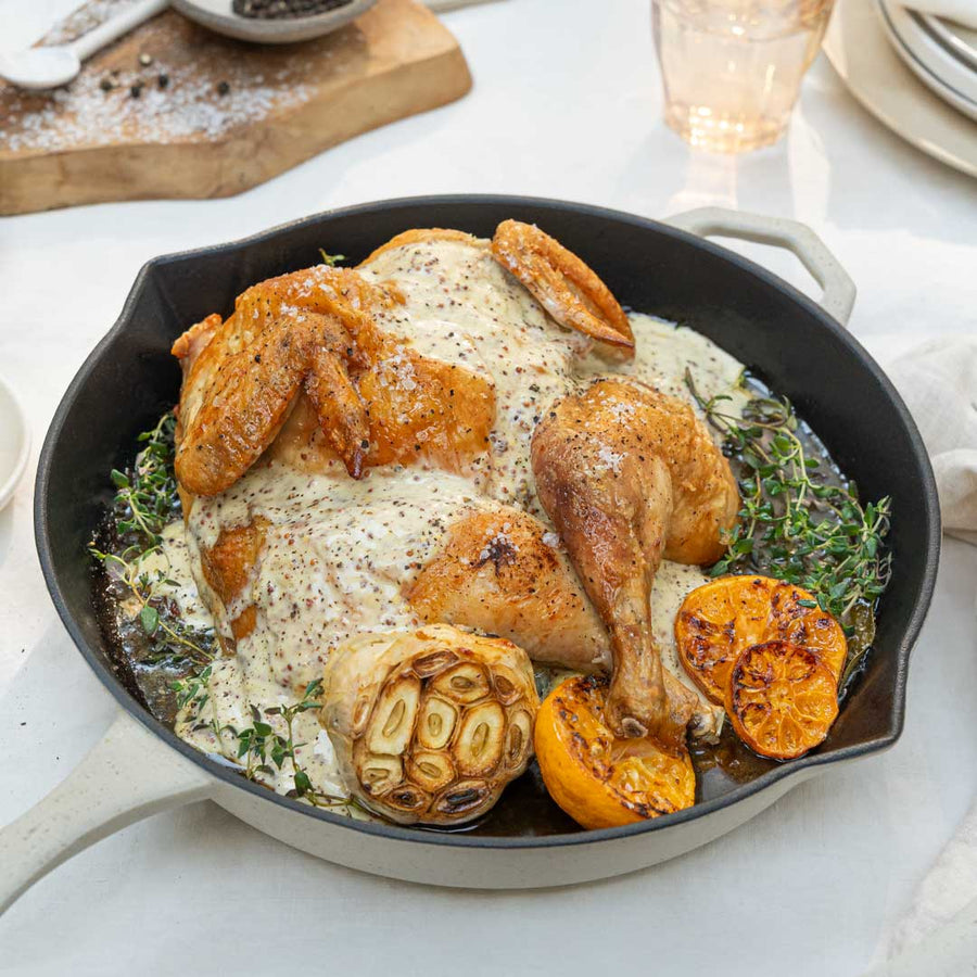 Spatchcock Chicken with Mustard Sauce