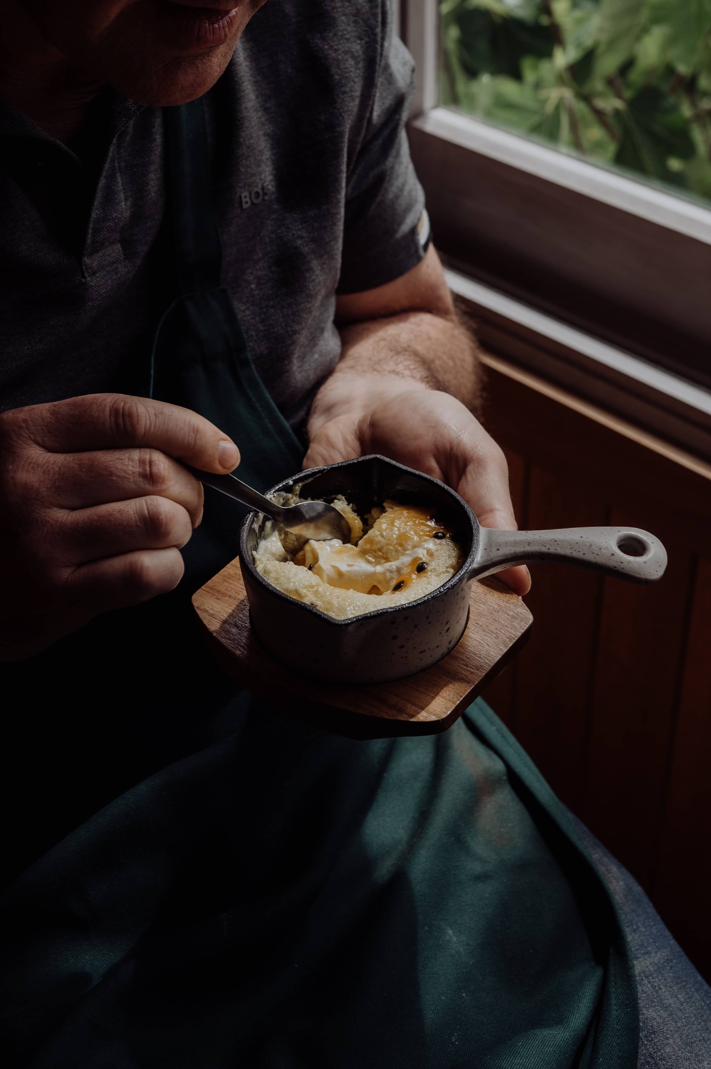 Passionfruit Pudding with Crème Fraîche
